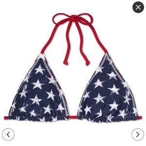 NWT Reversible American Flag Bikini Top